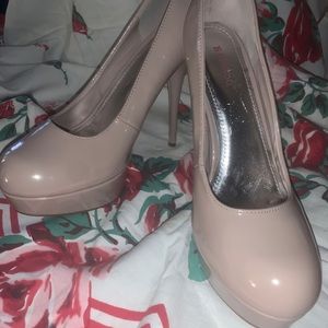 Nude platform high heels